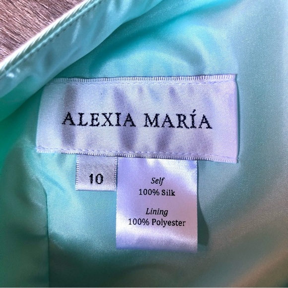 Alexia María Blair Bow Silk Mini Dress Mint Size 10 One Shoulder Formal Special - Picture 14 of 14
